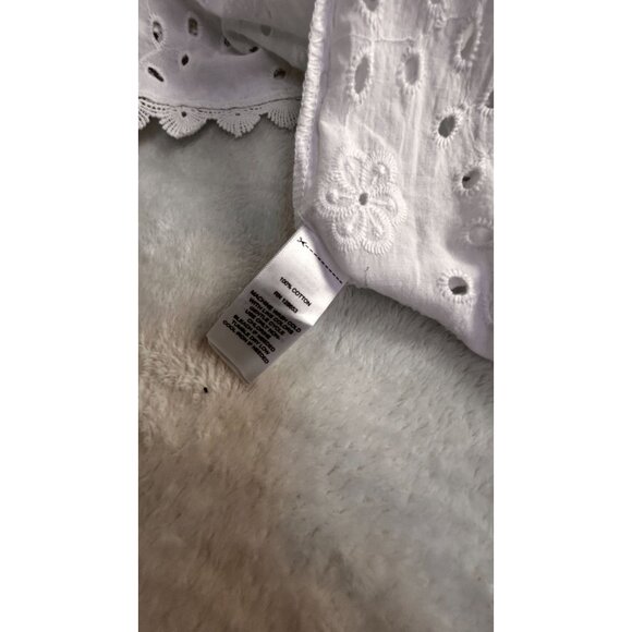 Dotti Womens White Cotton Eyelet Lace Open Front Duster Cardigan/Dress Small - Picture 4 of 9